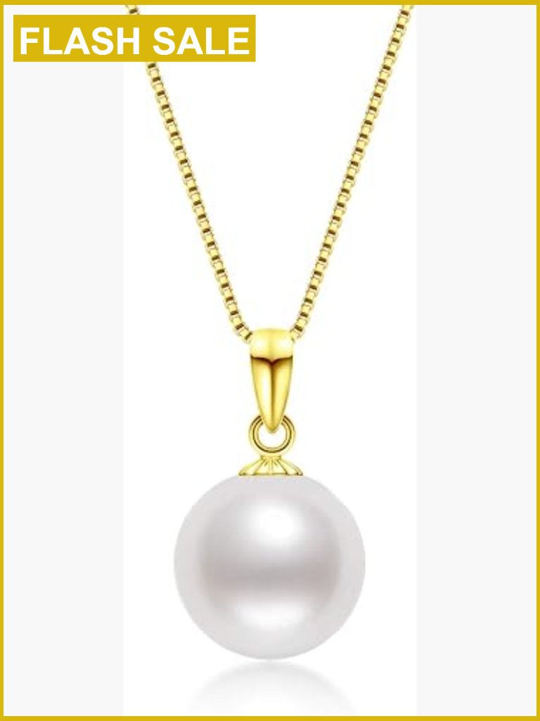 18k Gold Freshwater Pearl Necklace Single Pendant 18" Chain